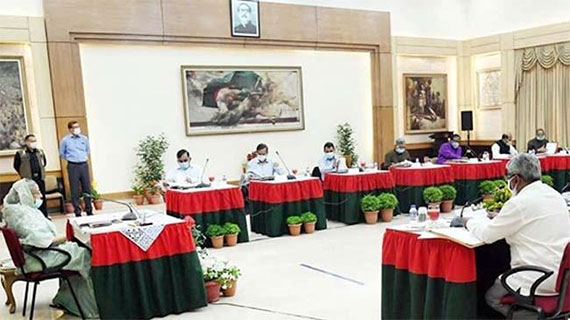 শেখ হাসিনার সভাপতিত্বে সামাজিক দূরত্ব বজায় রেখে মন্ত্রিসভার বৈঠক