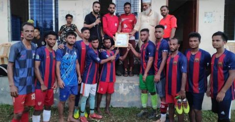 বিয়ানীবাজার উপজেলার ওসমানী স্টেডিয়ামে এক প্রিতি ম্যাচ