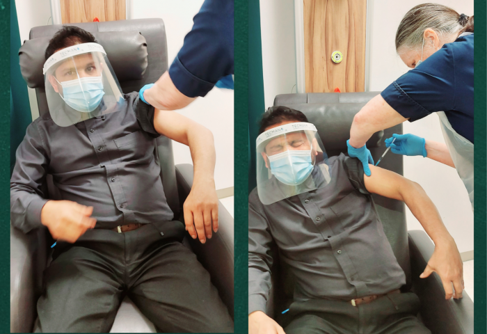 এনএইচ ওয়ার্কার( NHS) কমিউনিটি নেতা জার্নালিস্ট নজরুল ইসলামের ফাইজার ভ্যাকসিন গ্রহণ