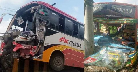 সাভারে থেমে থাকা বাসের পেছনে ধাক্কা, পথচারী নিহত