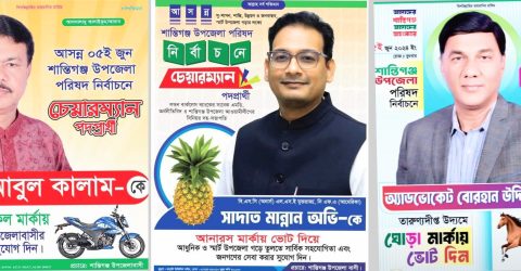 মোটরসাইকেল, আনারস ও ঘোড়ায় হবে শান্তিগঞ্জের নির্বাচন