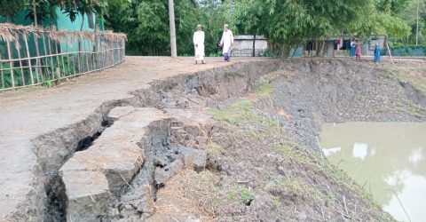 অপরিকল্পিত পুকুর খনন: ভাঙছে পাড়, পাগলা-বীরগাঁও সড়কের একাংশ বিলীন হওয়ার শঙ্কা