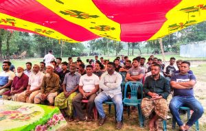 কর্মী সভায় প্রধান অতিথির বক্তব্য রাখছেন শান্তিগঞ্জ উপজেলা পরিষদের সাবেক চেয়ারম্যান ও জেলা বিএনপির সহ-সভাপতি ফারুক আহমদ। 