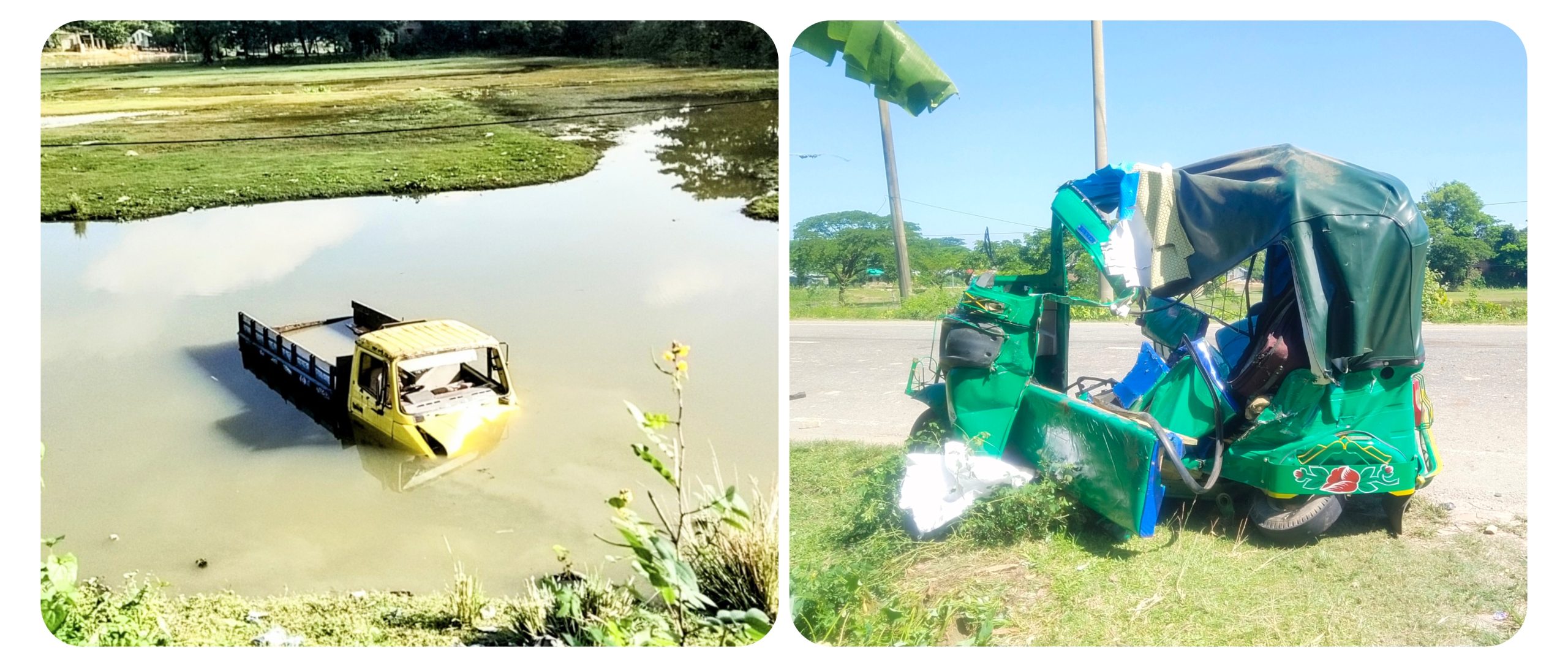 শান্তিগঞ্জে ভয়াবহ সড়ক দুর্ঘটনা: মা-মেয়ে, চালকসহ নিহত ৩, ঘাতক ট্রাকের চালক আটক